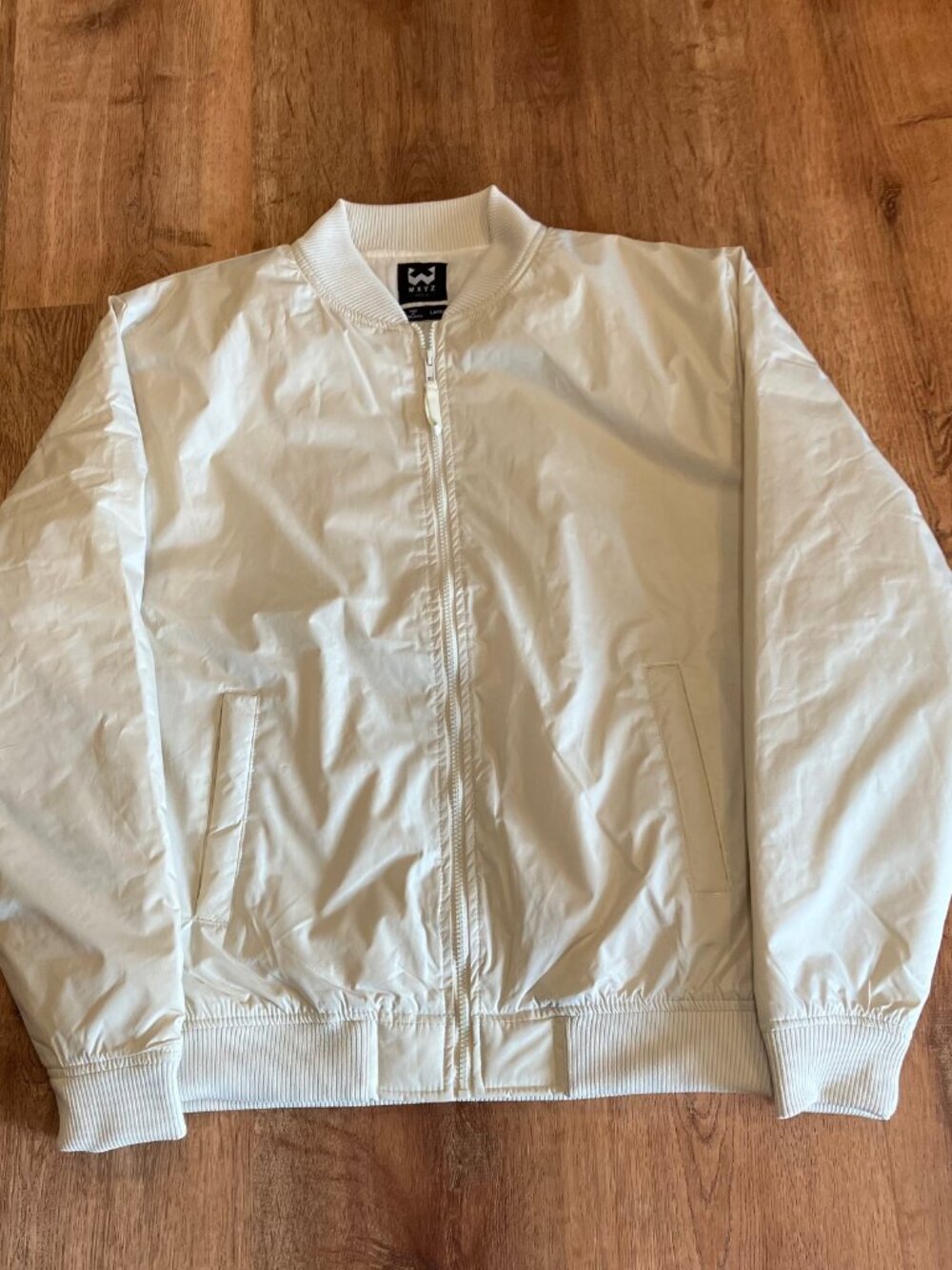 Bomber Jacket by WXYZ Mfg Co Men's Large Water Resistant Ivory Like New